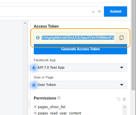 Copy Facebook Access Token