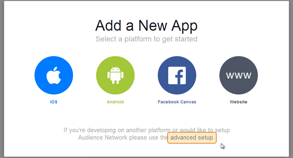 Add a new Facebook App