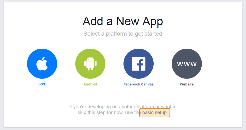 Add a new Facebook App