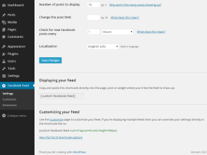 Configuring your Facebook feed WordPress plugin - Page 2