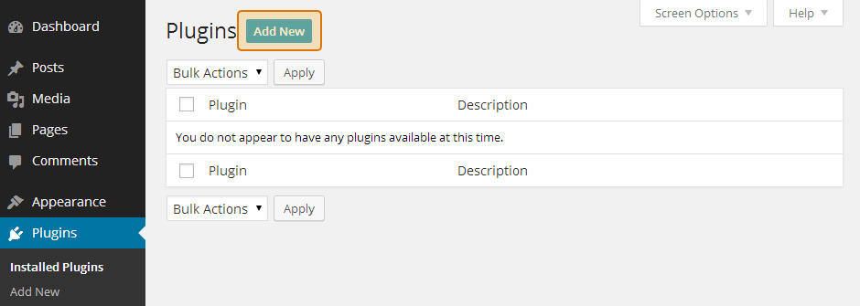 Click Add New on your WordPress Plugins page
