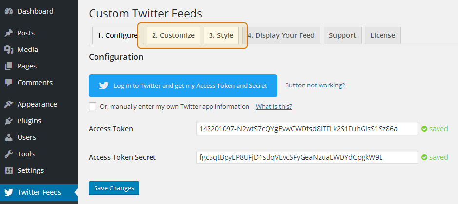 Custom Twitter Feeds WordPress Plugin Setup 17