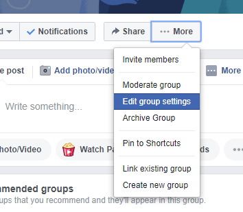 Edit Facebook group settings