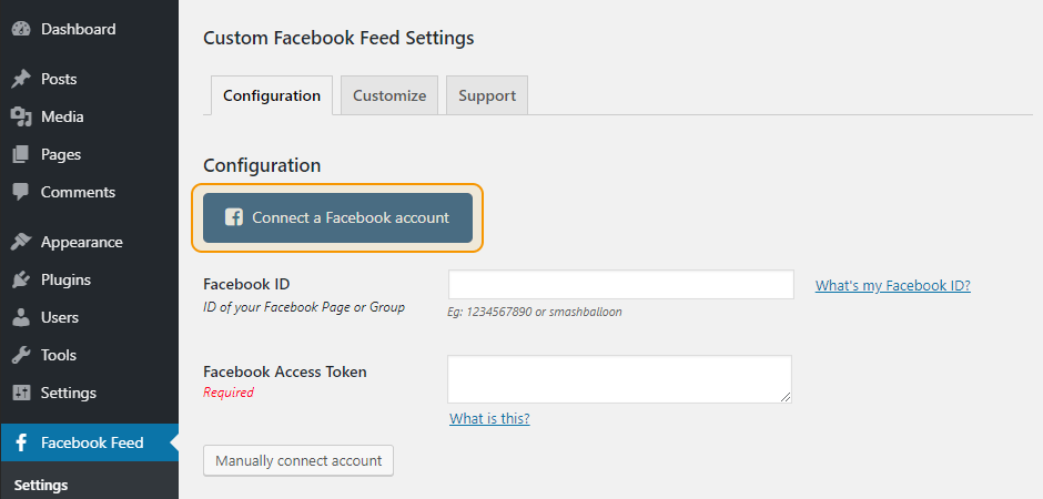 Connect a Facebook Account
