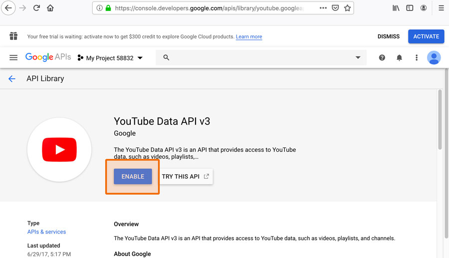 How to make youtube api key