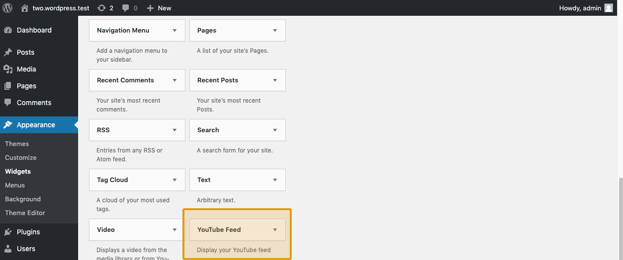 use feed in a widget area