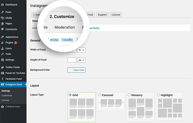 Customize instagram feed: Instagram Feed to WordPress