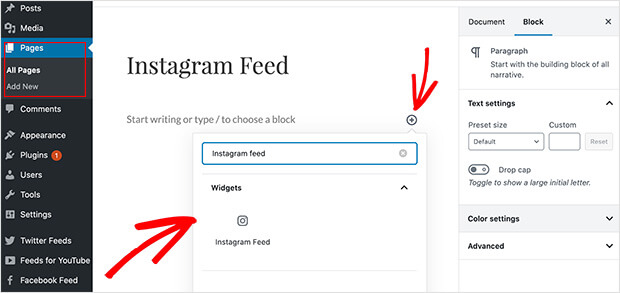 Instagram feed content block