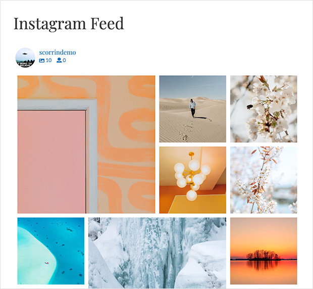 Instagram feed block editor