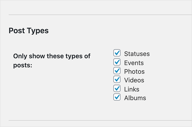Facebook feed post types