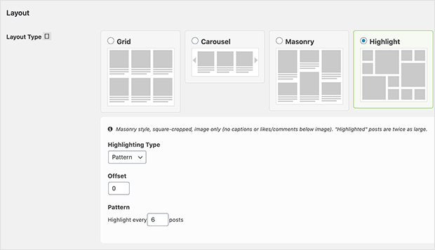 Instagram feed layout types