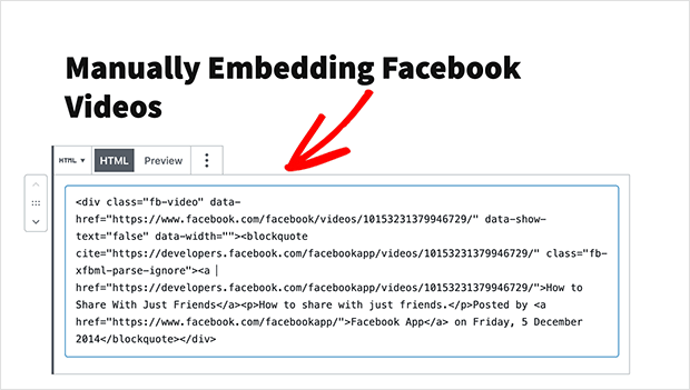 embed facebook video wordpress HTML