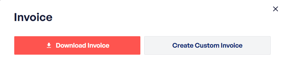 Displays the selection options of either downloading the original invoice or creating a custom invoice.