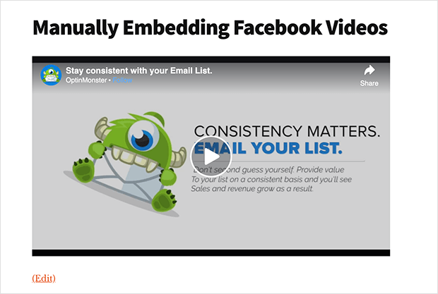 embed facebook video wordpress embed code