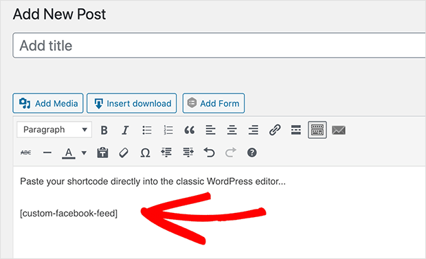 embed facebook feed in wordpress classic editor