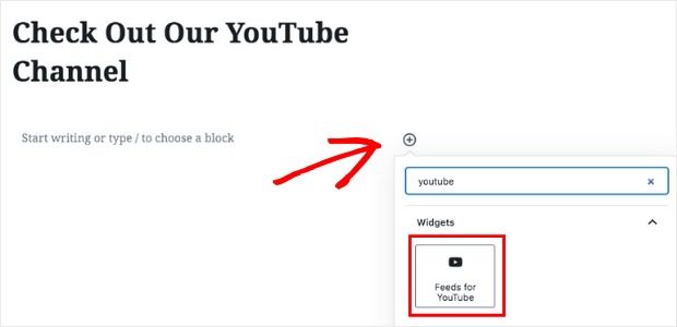 embed youtube channel wordpress add youtube block