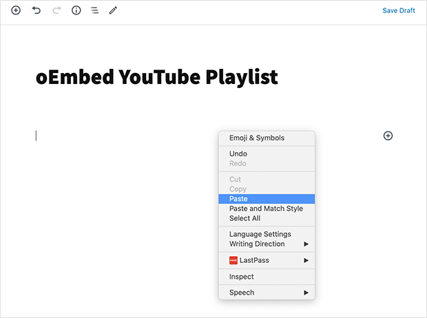 embed youtube playlist using oembeds
