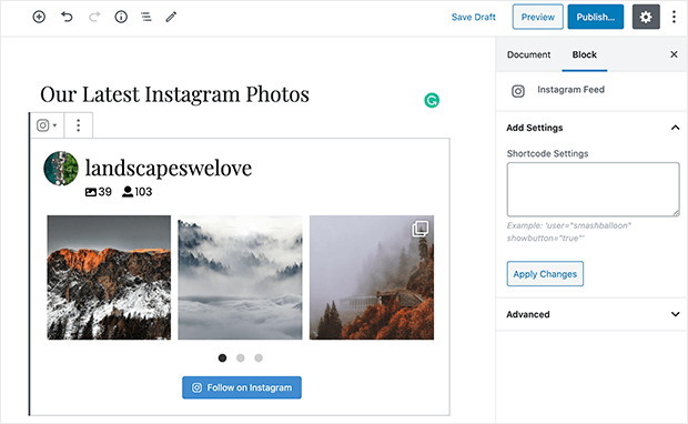 preview of horizontal instagram feed