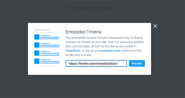 Enter your Twitter timeline URL