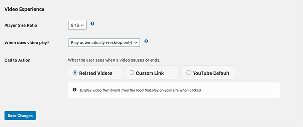 choose a call to action for your YouTube widget