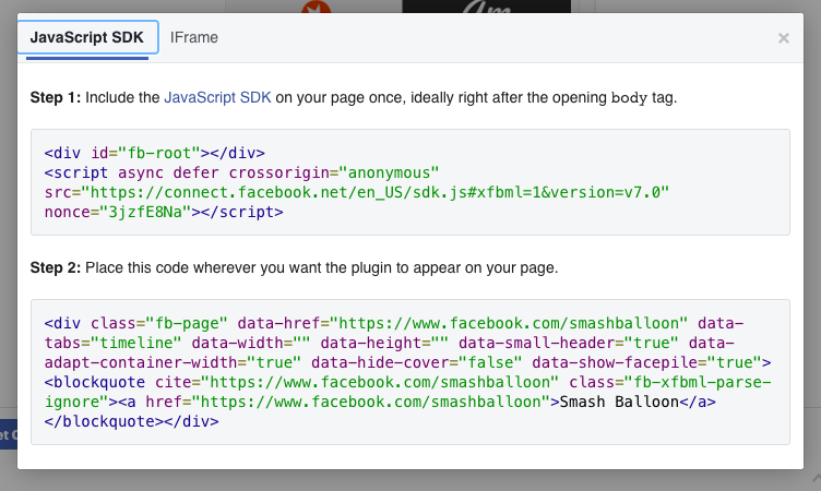 Facebook embed code