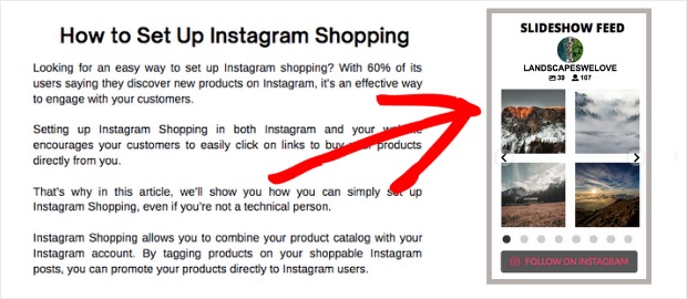 instagram slideshow widget sidebar example