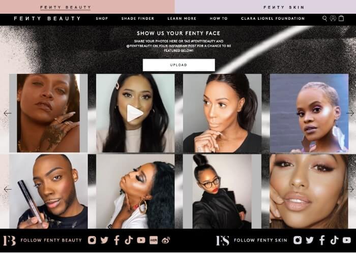 fenty beauty testimonial page example