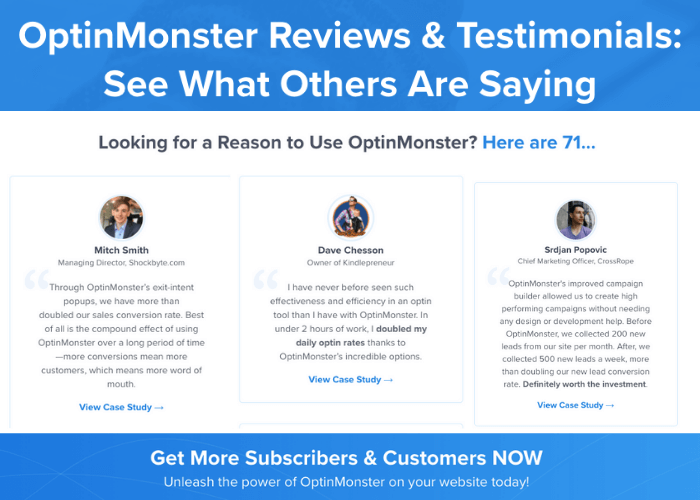 optinmonster testimonial page example