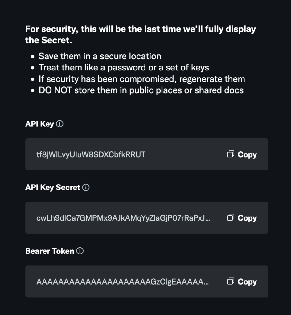 consumer key and secret making