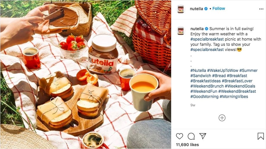 example of instagram marketing by nutella