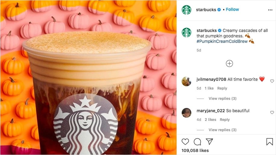 example of instagram product photos used by starbucks
