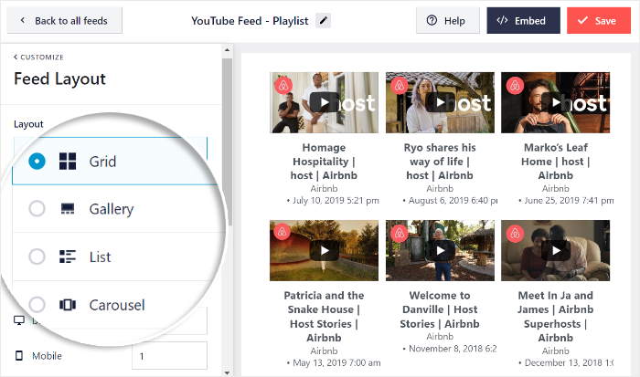 feed layout options youtube feed pro