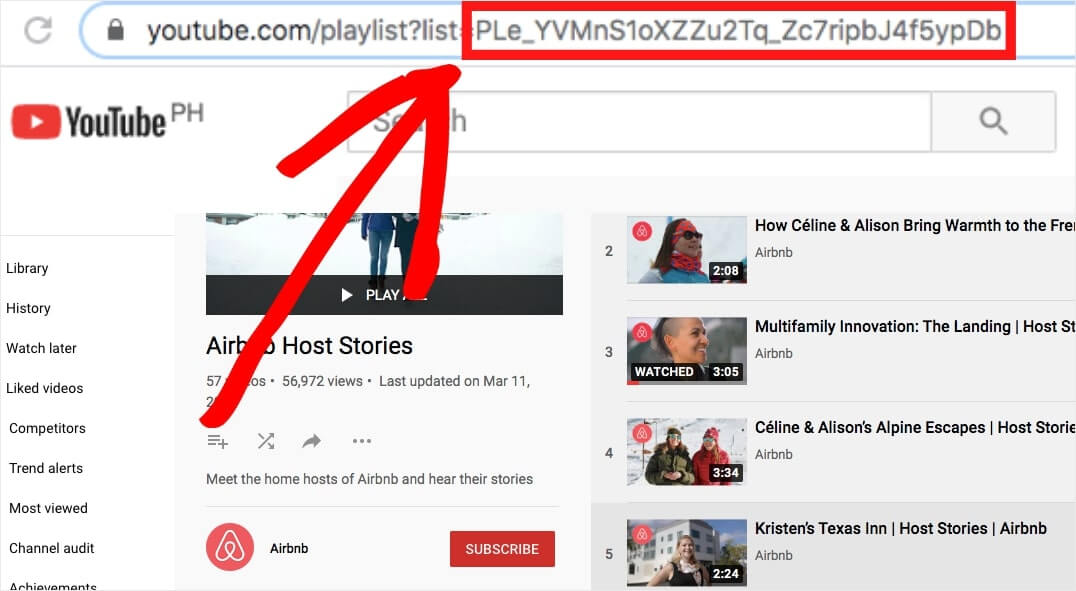get playlist ID for your video testimonials
