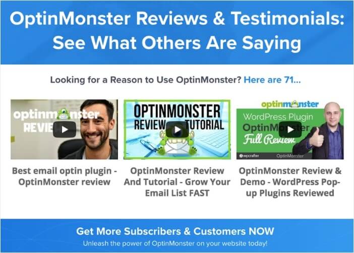 video testimonials example optinmonster