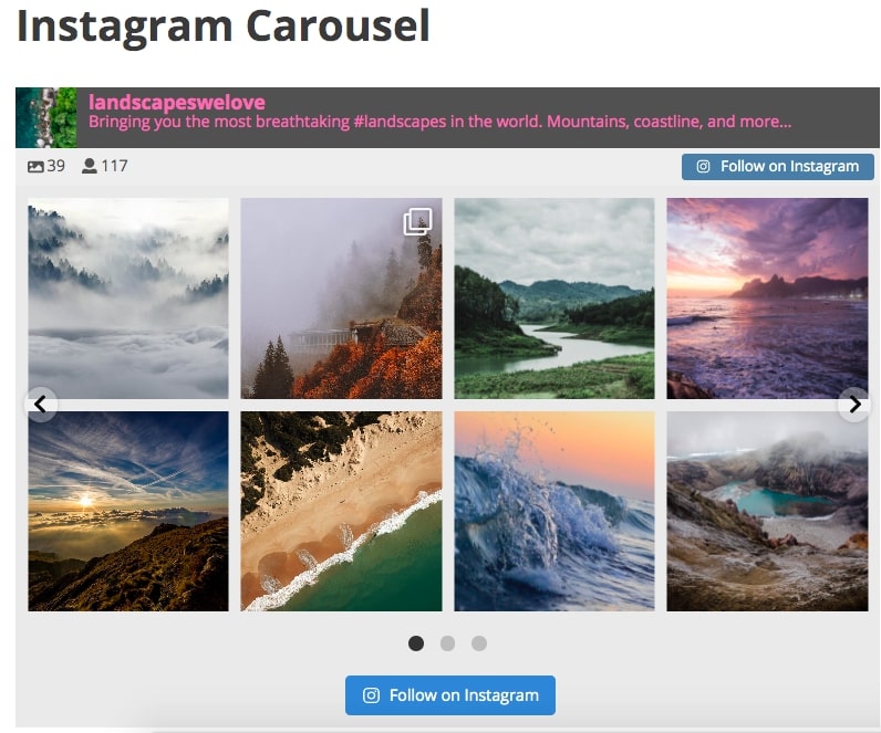 embed instagram feed website responsive grid