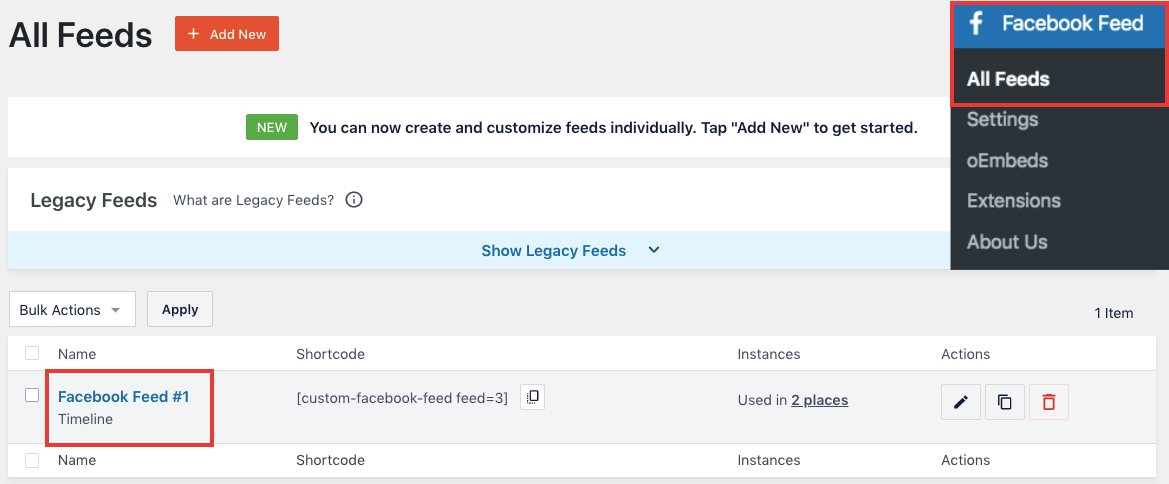 embed facebook feed that you want