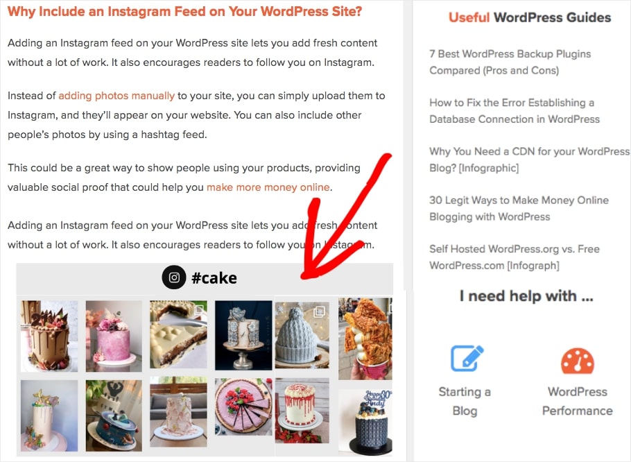 Instagram Footer Widget on WordPress masonry