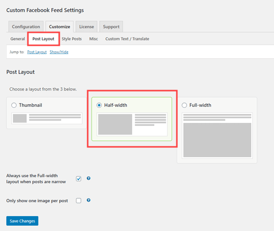 embed facebook feed in wordpress post layout