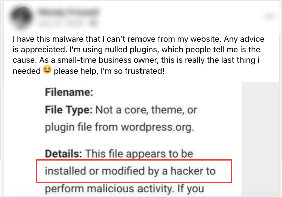 malware from nulled plugin
