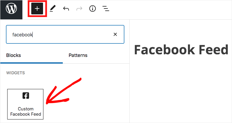 embed facebook feed in wordpress block editor