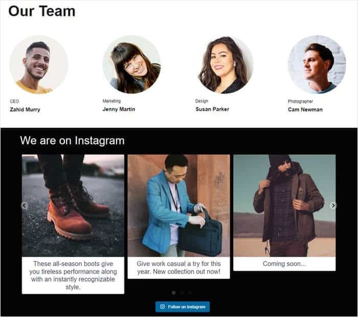 shoppable instagram feed on footer