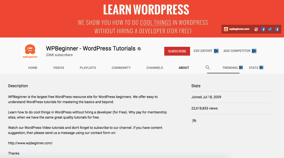 wpbeginner youtube channel