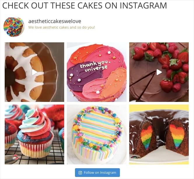 instagram feed on website example