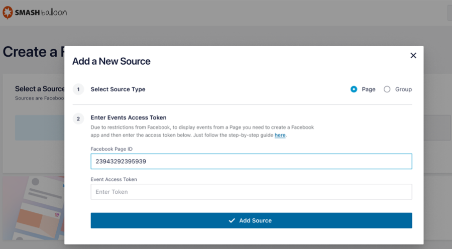 Add Source Events Feed - Facebook 4.0