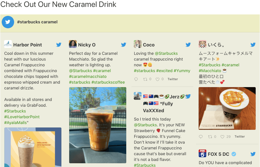 add twitter to wordpress starbucks hashtag