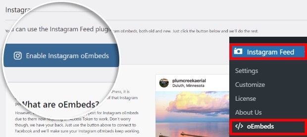 enable oembeds for instagram feed pro plugin