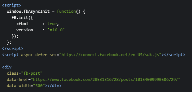 facebook page embed code hard