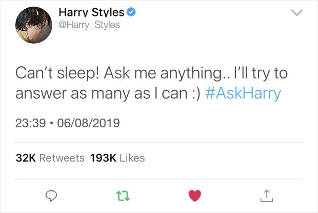 ask me anything type of social media posts harry styles