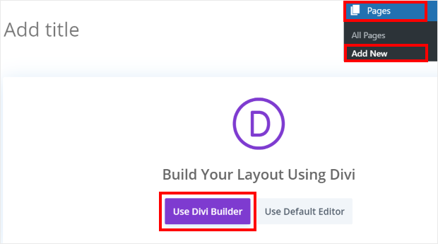 add new page in divi