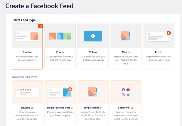 types of facebook feed